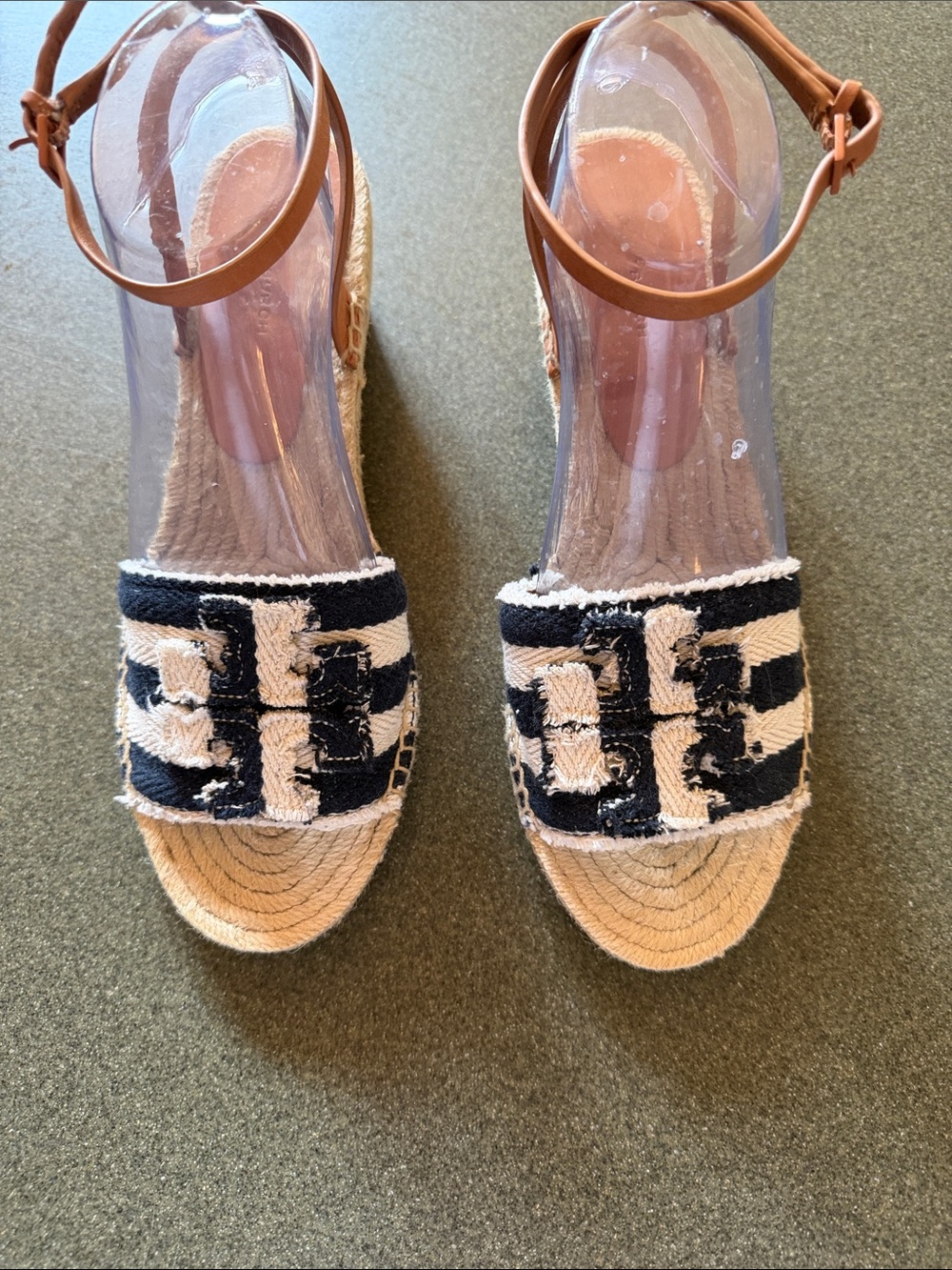 Tory Burch Ines Woven Espadrille Platform Wedge Sandals with Ankle Strap Sz 9.5